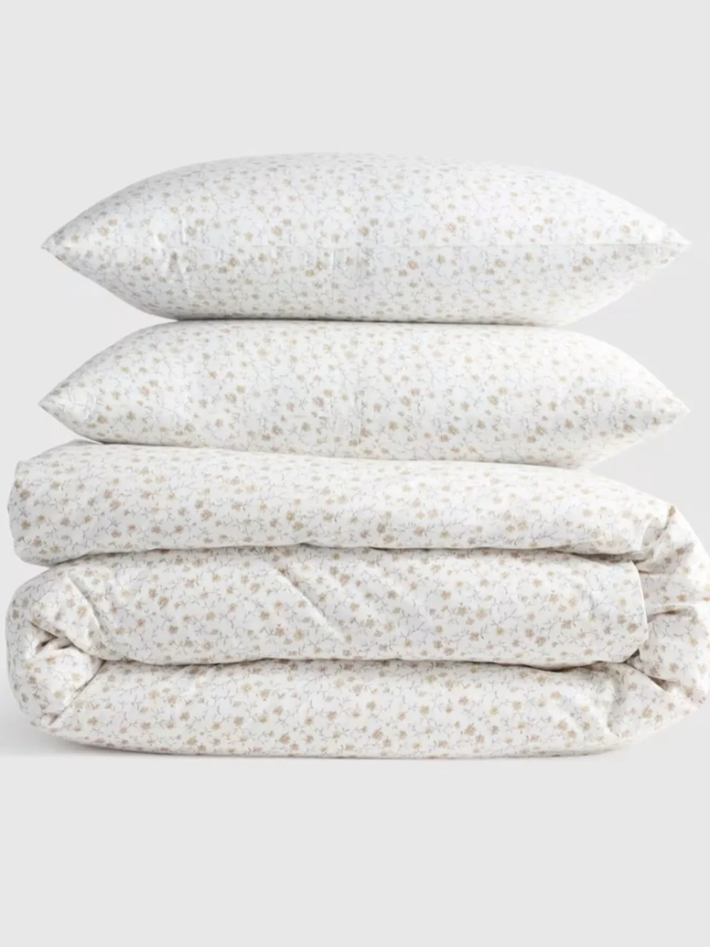 New Organic Crisp Percale Floral Duvet Cover Set King CA King Floral Toffee